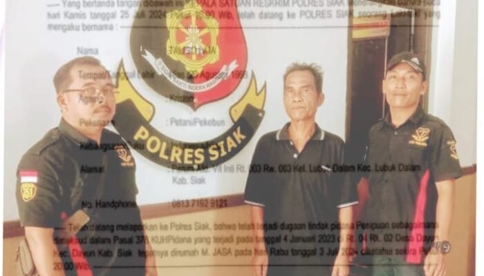 LSM PENJARA SIAK Laporkan Penipuan M. Jasa Diduga Jual Tanah Bermasalah di Dayun