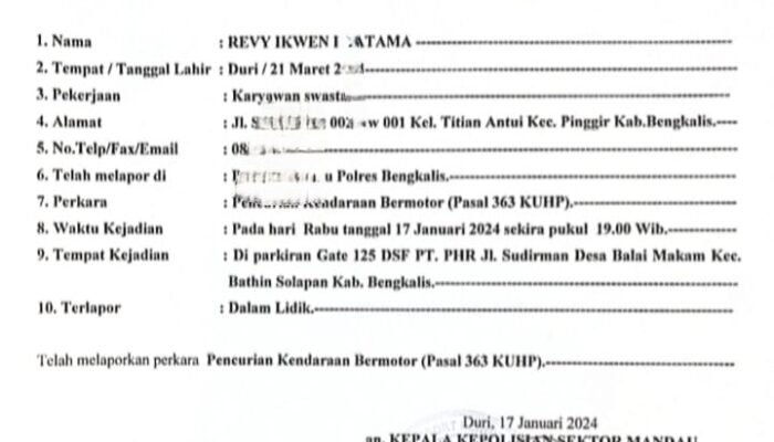 Kasus Curanmor Mandau Dua Tahun Belum Terungkap, Kapolsek: Minim Petunjuk