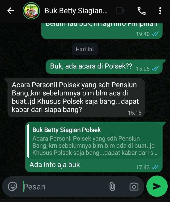 percakapan salah satu Wartawan dengan Kasi Humas Polsek Mandau 