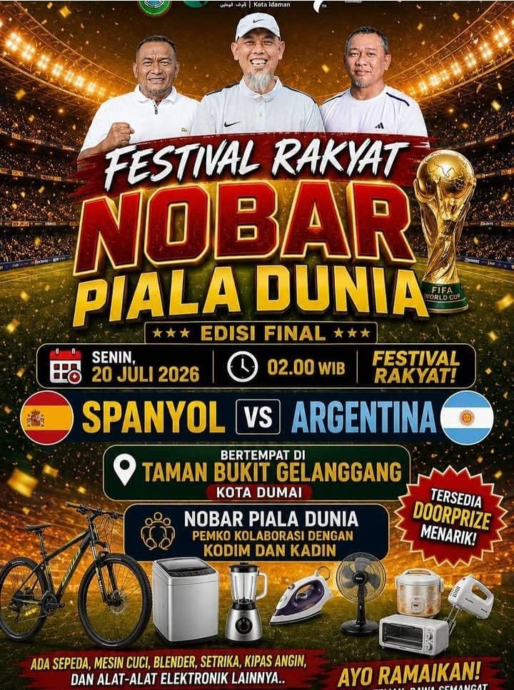 Demam Final Piala Dunia 2026, Pemko Dumai Gelar Nobar Akbar Berhadiah di TBG