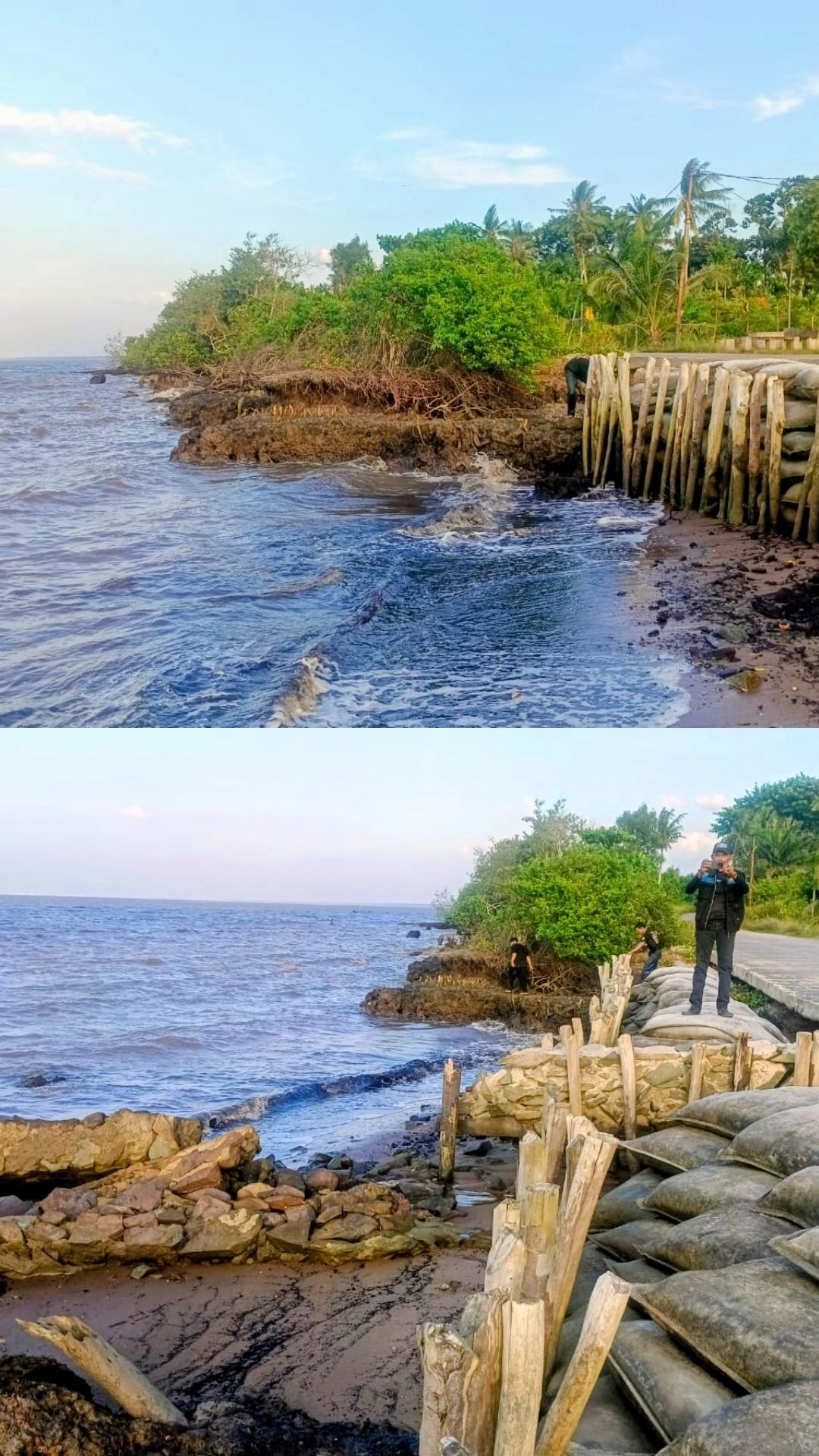Abrasi Pantai Mundam Ancam Jalan Utama dan Lahan Warga