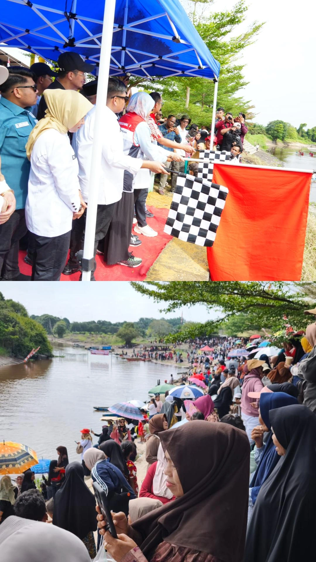 Pelepasan Pacu Sampan Tradisional di Batang Mandau Balai Pungut