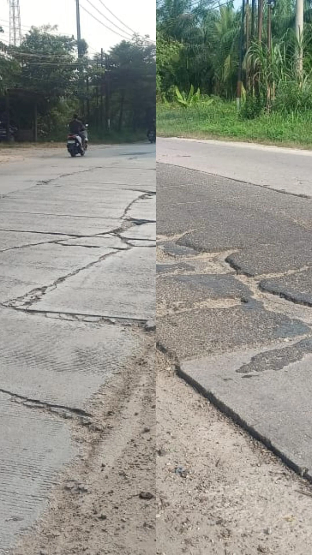 Jalan Dumai Pelintung rusak parah dan minim penerangan
