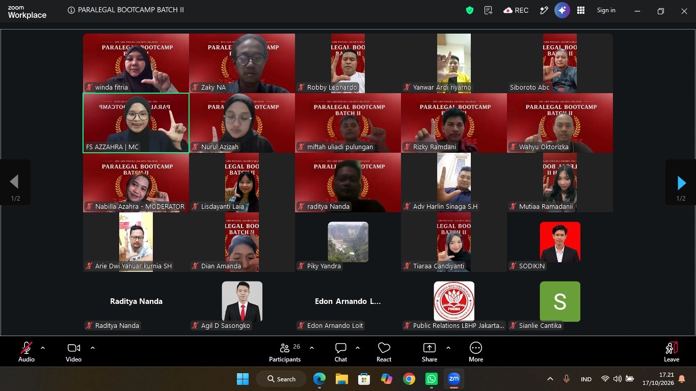 Dari Jakarta hingga Riau, Paralegal Bootcamp LBH PHIGMA Jakarta Selatan Perkuat Kompetensi Peserta